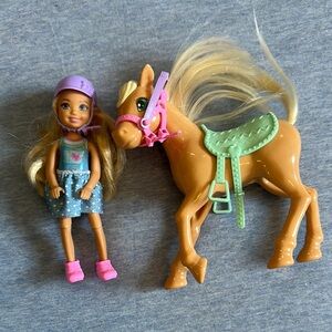 Barbie Doll and Horse Playset with Pink and Tan Accents